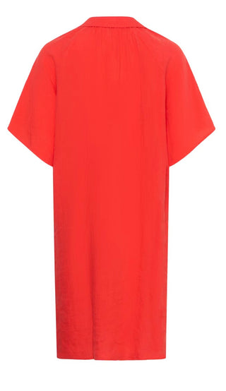 Alya Linen Dress by Part Two - Blue Indigo, Poppy Red