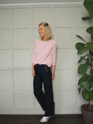 Artie Button Front Trousers - Black, Navy Blue