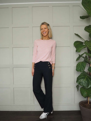 Artie Button Front Trousers - Black, Navy Blue