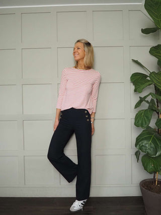 Artie Button Front Trousers - Black, Navy Blue