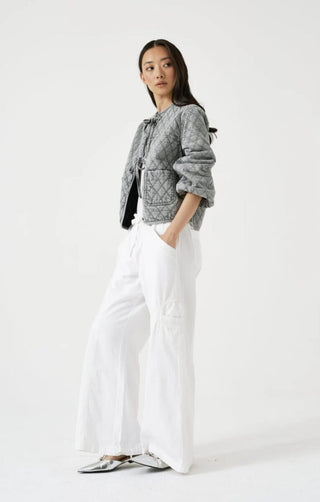 Aria Long Sleeve Jacket with Front Ties by Seventy Mochi - Mineral Red, Silver Lining