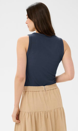 Nikkia Ribbed Vest with V Neckline by Part Two - Navy, Red