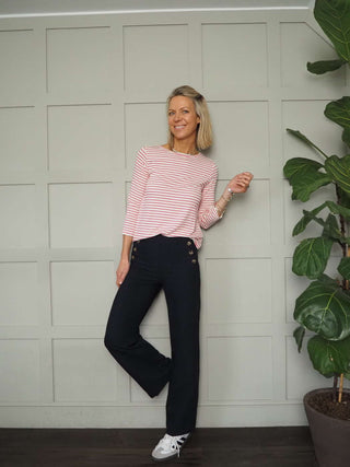 Artie Button Front Trousers - Black, Navy Blue