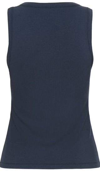Nikkia Ribbed Vest with V Neckline by Part Two - Navy, Red
