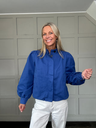 Elysia Bubble Hem Jacket by Soaked - Blue