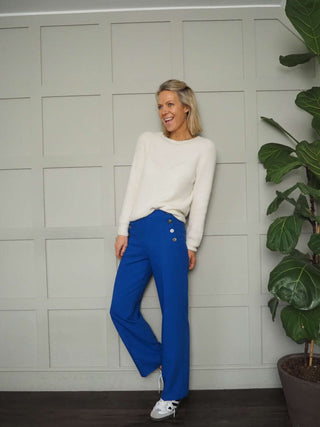 Artie Button Front Trousers - Black, Navy Blue