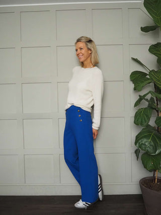 Artie Button Front Trousers - Black, Navy Blue