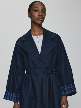 Josefine Trench Coat with Belt by Moss Copenhagen - Navy Blue