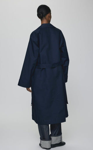Josefine Trench Coat with Belt by Moss Copenhagen - Navy Blue