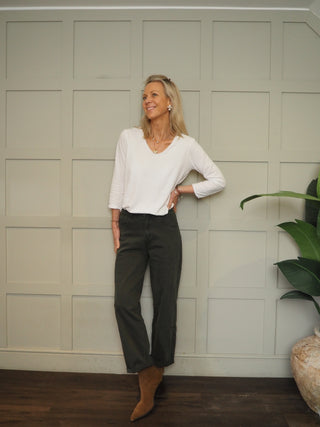 Kelling Carrot Leg Stretch Jeans  - Khaki Green