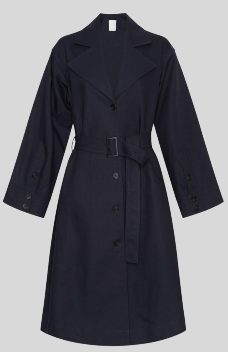 Josefine Trench Coat with Belt by Moss Copenhagen - Navy Blue Josefine Trench Coat with Belt by Moss Copenhagen - Navy Blue