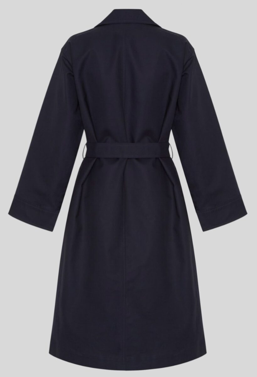 YLEVE｜定価8万 SUPIMA COTTON TRENCH COAT 紺 Josefine Trench Coat with Belt by Moss Copenhagen - Navy Blue