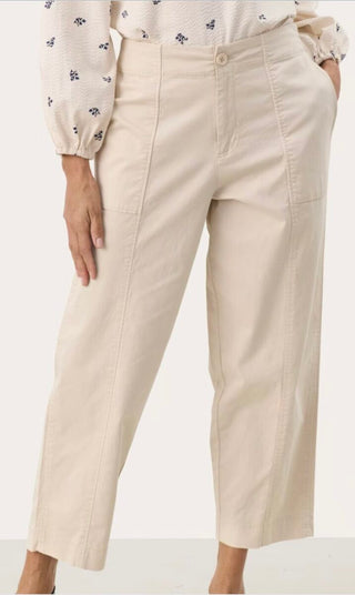 Netta Cropped Trousers by Part Two - Oatmeal, Olive