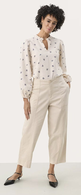 Netta Cropped Trousers by Part Two - Oatmeal, Olive