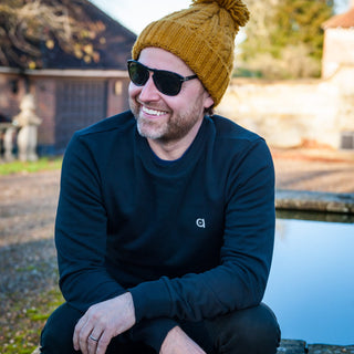 Men’s Apres Bobble Hat with Fleece Lined Rim - Mustard