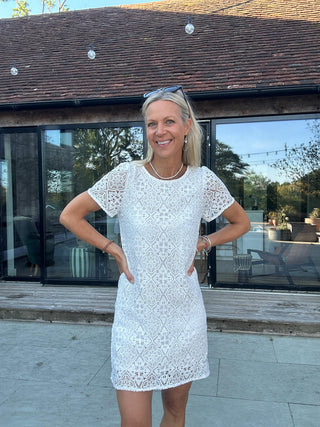 Driss Crochet Mini Dress - Black, White