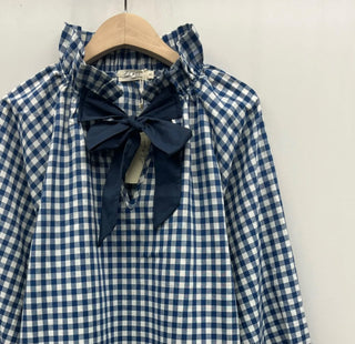 Clapham Blouse with Bow - Blue, Brick Red, Khaki