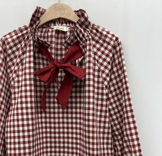 Clapham Blouse with Bow - Blue, Brick Red, Khaki