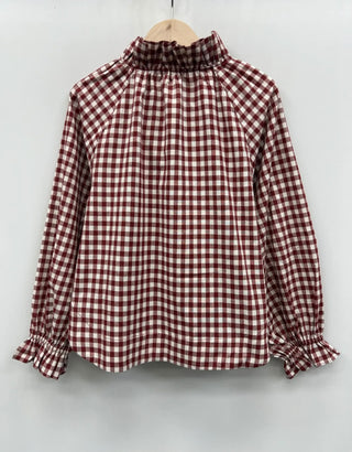 Clapham Blouse with Bow - Blue, Brick Red, Khaki
