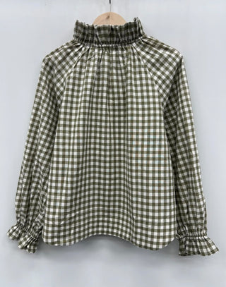 Clapham Blouse with Bow - Blue, Brick Red, Khaki