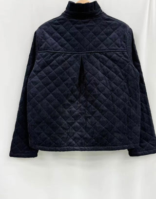 Chelsea Corduroy Jacket with Ruffle Collar and Tartan Lining - Burgundy, Chocolate, Navy Blue