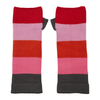 Wrist Warmers Cashmere Breton Strip - Dark Pink and Mole