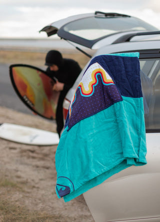 Men’s Beach Poncho by Bluebow - Navy Blue/Turquoise