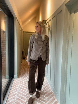 Isabella Houndstooth Blazer - Chocolate/Caramel